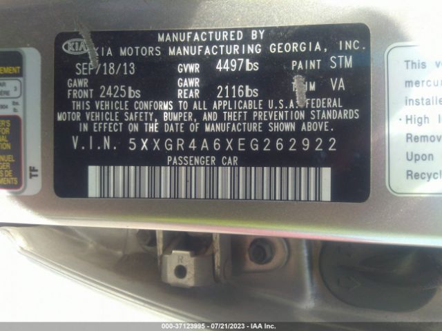 5XXGR4A6XEG262922 KIA Optima Sx Turbo