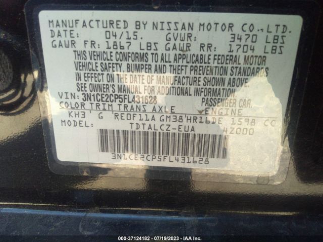 3N1CE2CP5FL431628 Nissan Versa Note S Plus