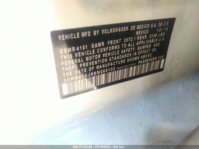 3VWB67AJ9HM263133 Volkswagen Jetta 1.4t Se
