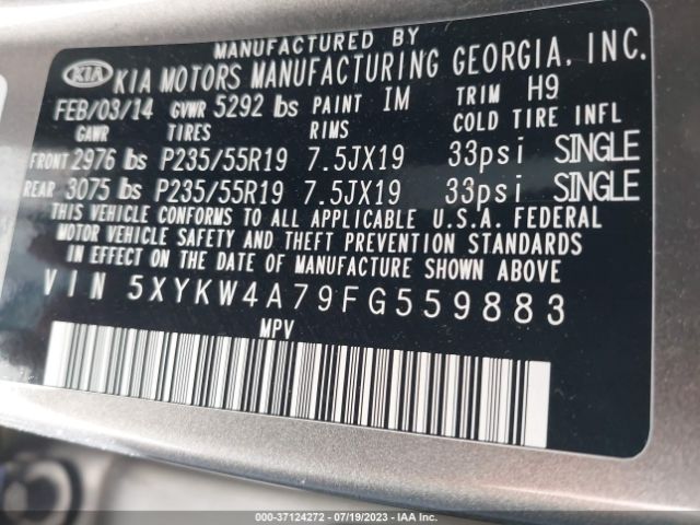 5XYKW4A79FG559883 KIA SORENTO SX