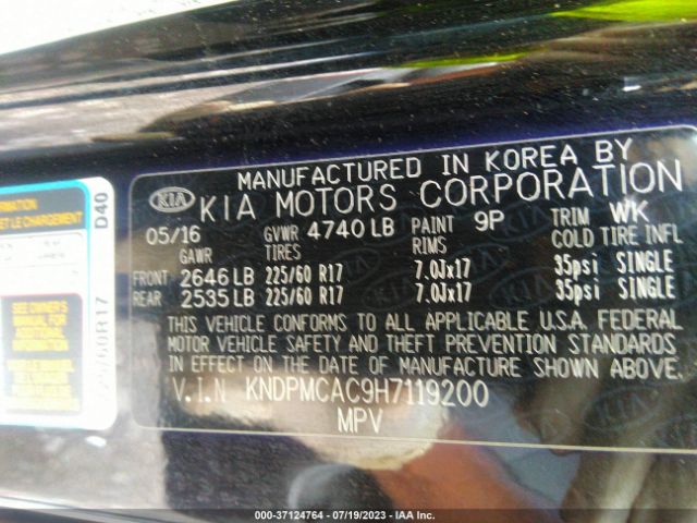 KNDPMCAC9H7119200 KIA Sportage Lx