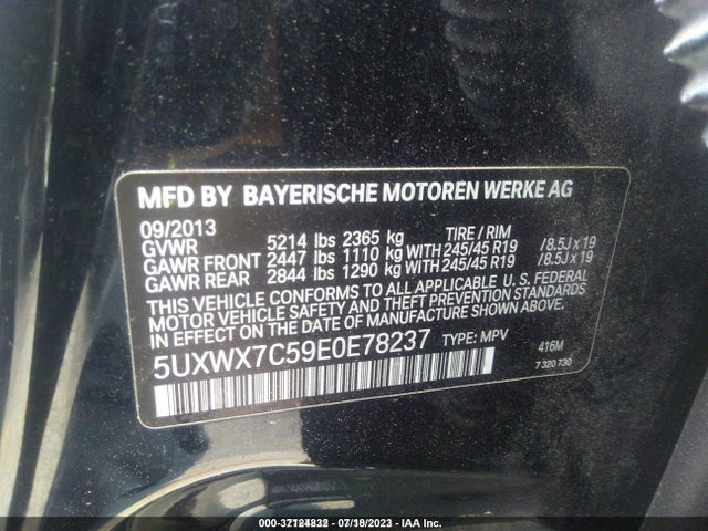 5UXWX7C59E0E78237 BMW X3 Xdrive35i