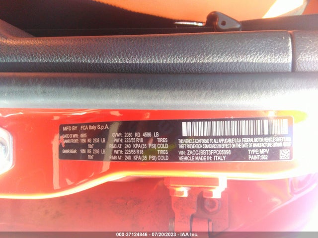 2015 JEEP RENEGADE LATITUDE VIN: ZACCJBBT3FPC05098