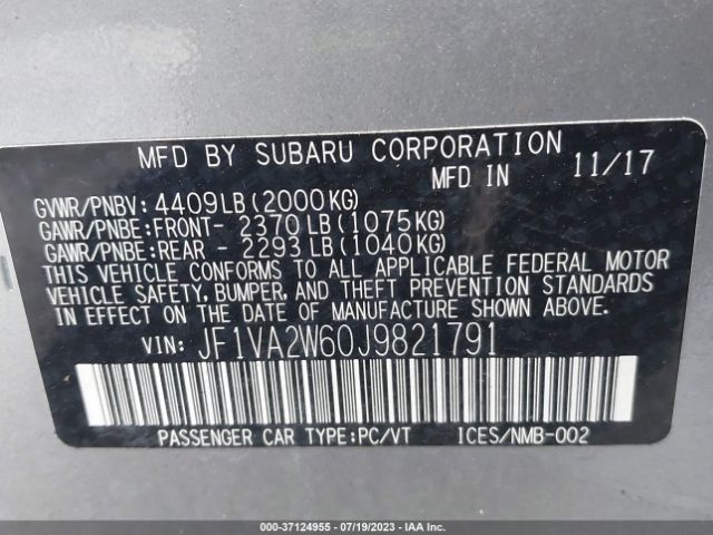 JF1VA2W60J9821791 Subaru Wrx Sti Limited