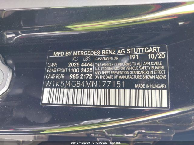 W1K5J4GB4MN177151 Mercedes-Benz Cla Cla 250