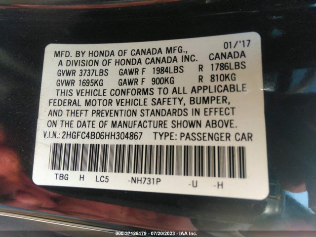 Honda Civic Coupe Lx-p 2017 2HGFC4B06HH304867 Image 9