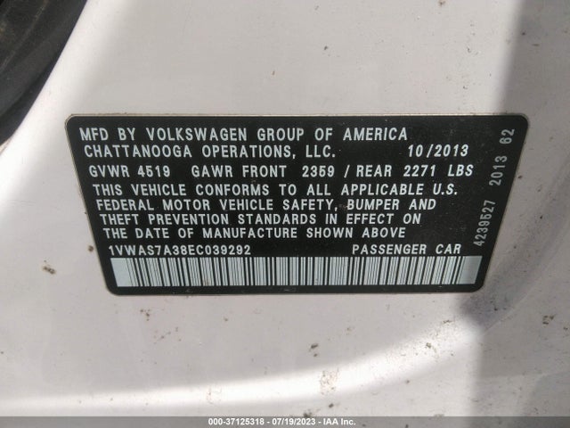 1VWAS7A38EC039292 Volkswagen PASSAT S