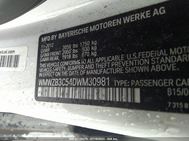 2013 MINI COOPER COUNTRYMAN VIN: WMWZB3C54DWM30981