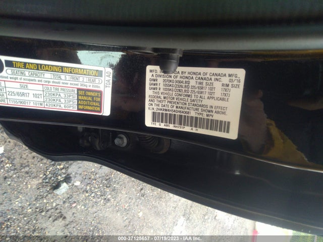 Honda CR-V EX 2016 2HKRM4H54GH640681 Image 9