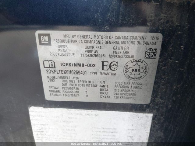 2GKFLTEK0H6269491 GMC Terrain Sle