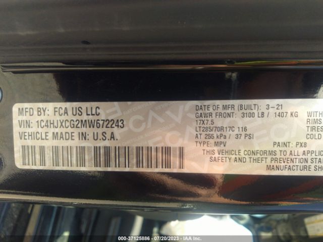 1C4HJXCG2MW672243 Jeep Wrangler Rubicon