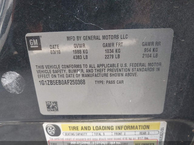 2010 CHEVROLET MALIBU LS W/1LS VIN: 1G1ZB5EB0AF250368