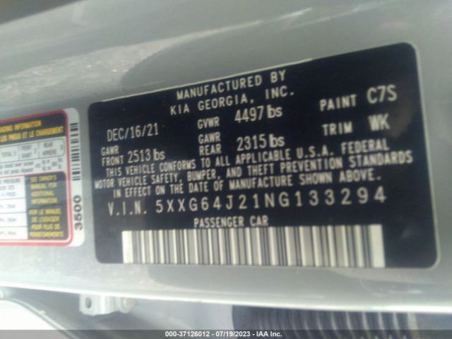 5XXG64J21NG133294 KIA K5 Gt-line