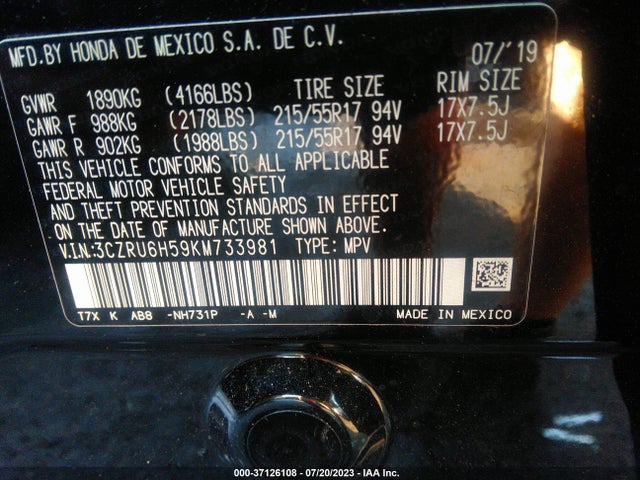 Honda HR-V EX 2019 3CZRU6H59KM733981 Image 9