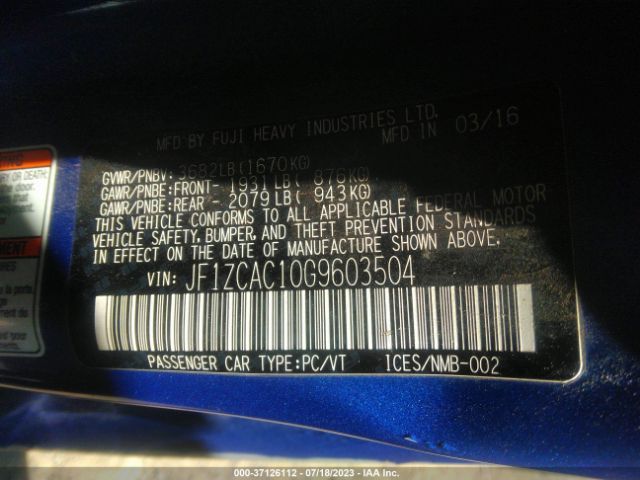 JF1ZCAC10G9603504 Subaru Brz Limited