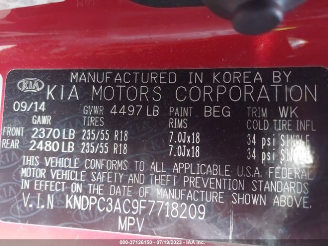 KNDPC3AC9F7718209 KIA Sportage Ex