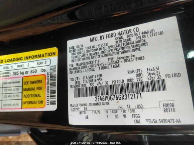 3FA6P0G76GR312171 Ford FUSION S