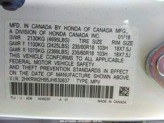 Honda Cr-v Touring 2018 2HKRW2H95JH630637 Image 15