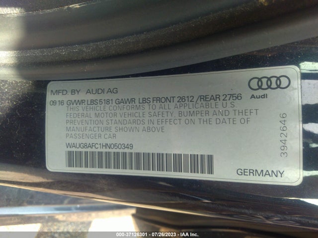 WAUG8AFC1HN050349 Audi A6 Premium Plus