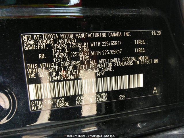 Toyota Rav4 Xle 2021 2T3W1RFV5MW119307 Image 9