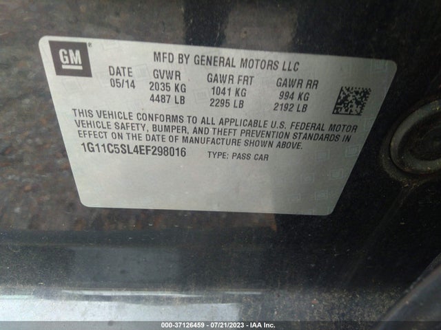 Chevrolet MALIBU LT 2014 1G11C5SL4EF298016 Image 9