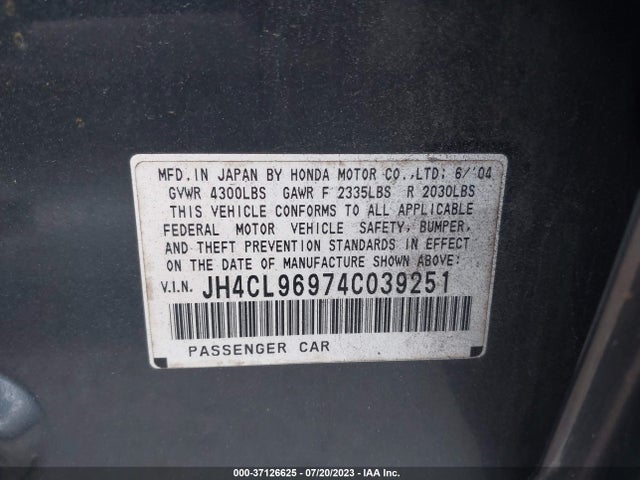 2004 ACURA TSX W/NAVIGATION VIN: JH4CL96974C039251