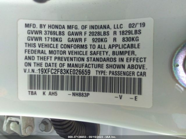 19XFC2F83KE026659 Honda Civic Sedan Sport