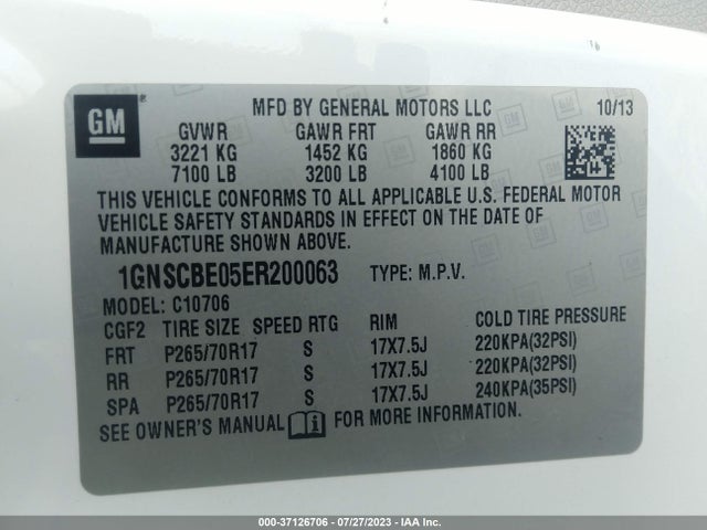 Chevrolet Tahoe Lt 2014 1GNSCBE05ER200063 Image 9