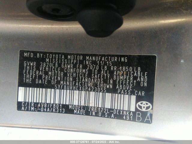 Toyota Corolla L/le/s/s Plus/le Plus 2016 5YFBURHEXGP423055 Image 9