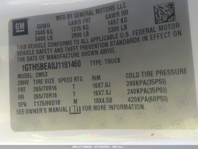 1GTH5BEA8J1181460 GMC Canyon 2wd