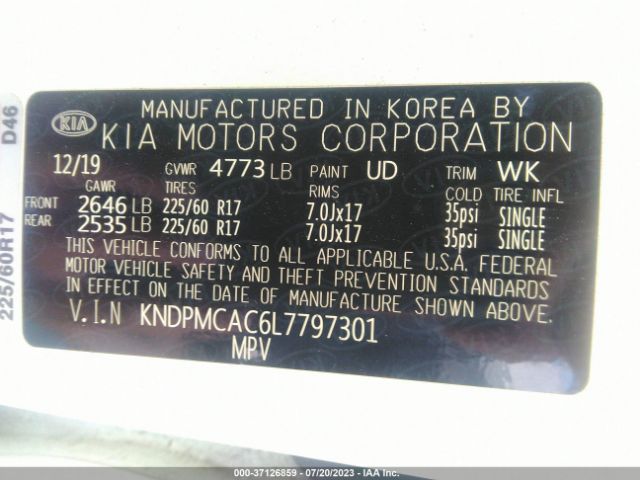 KNDPMCAC6L7797301 KIA Sportage Lx