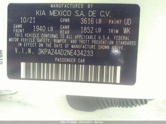 3KPA24AD2NE434233 KIA RIO LX