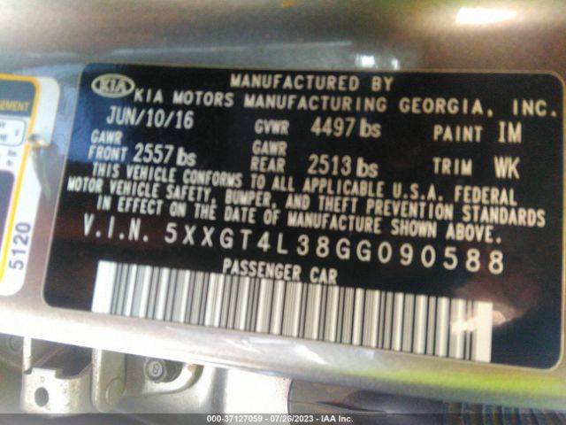 5XXGT4L38GG090588 KIA Optima Lx