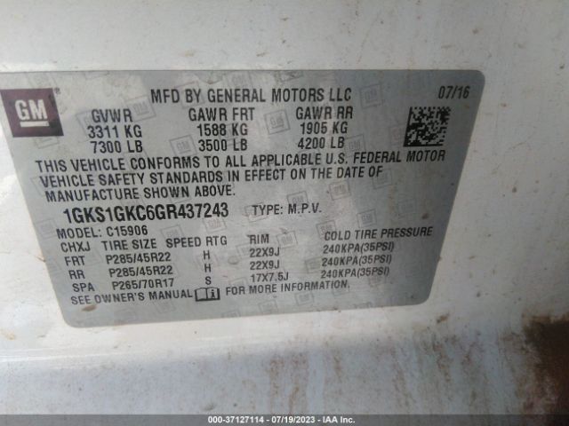 1GKS1GKC6GR437243 GMC Yukon Xl Slt