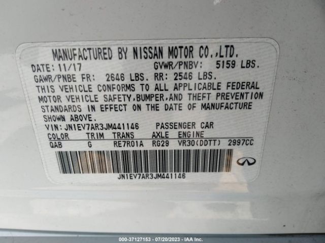 JN1EV7AR3JM441146 Infiniti Q50 3.0t Luxe