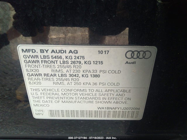 WA1BNAFY1J2072094 Audi Q5 Premium Plus