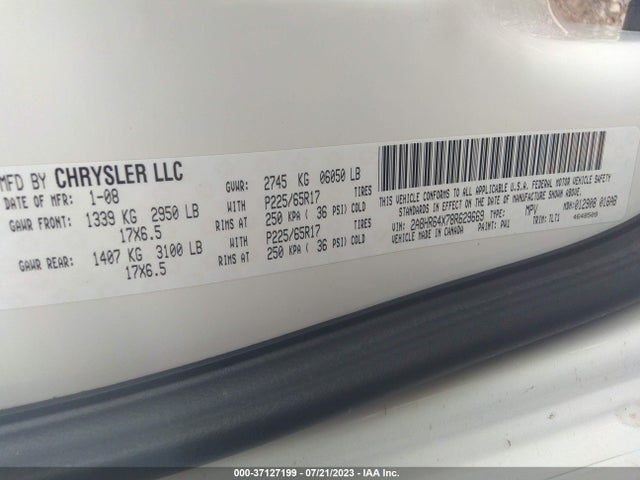 2008 CHRYSLER TOWN & COUNTRY LIMITED VIN: 2A8HR64X78R629669