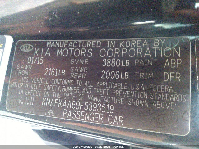 2015 KIA FORTE LX VIN: KNAFK4A69F5393519
