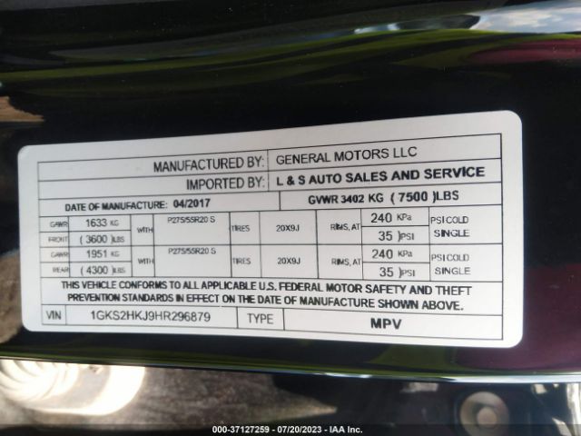 1GKS2HKJ9HR296879 GMC YUKON XL DENALI
