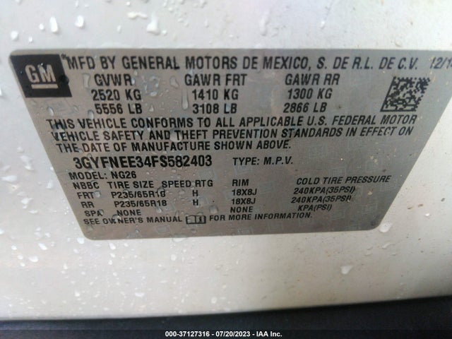 3GYFNEE34FS582403 Cadillac Srx Luxury Collection