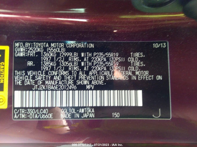JTJZK1BA6E2012496 Lexus RX 350