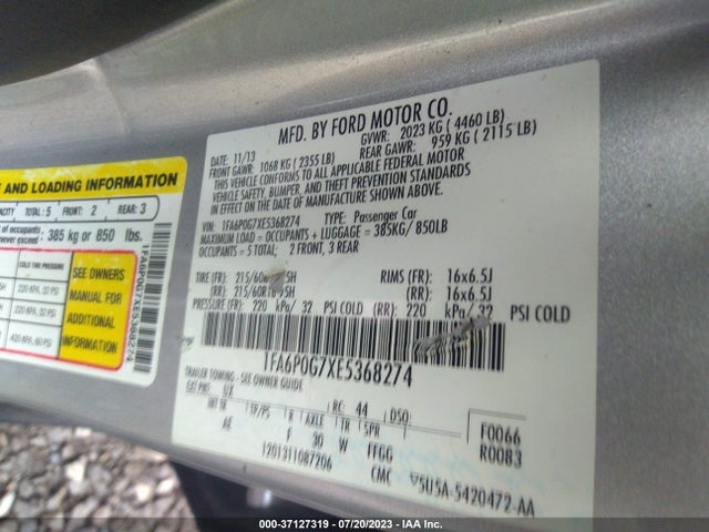 1FA6P0G7XE5368274 Ford FUSION S