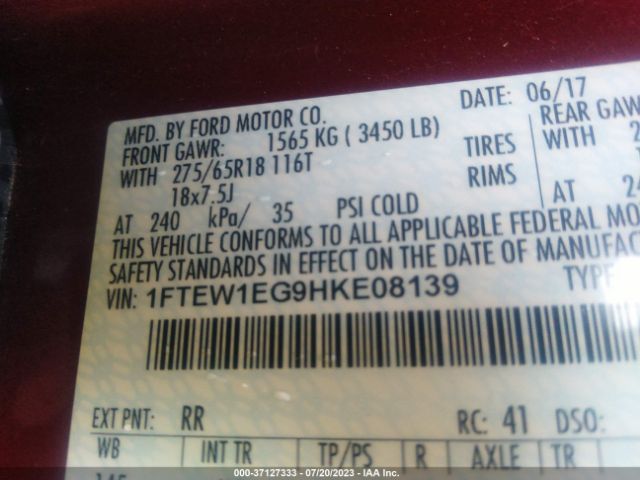 1FTEW1EG9HKE08139 Ford F-150 Xl/xlt/lariat