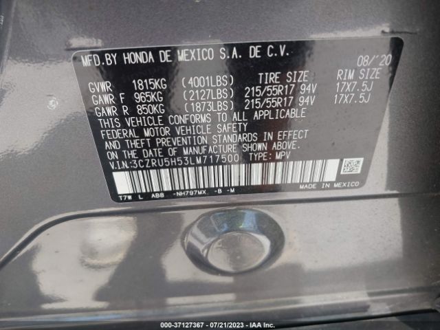 3CZRU5H53LM717500 Honda Hr-v 2wd Ex