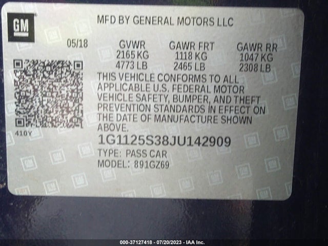 Chevrolet Impala Premier 2018 1G1125S38JU142909 Image 9