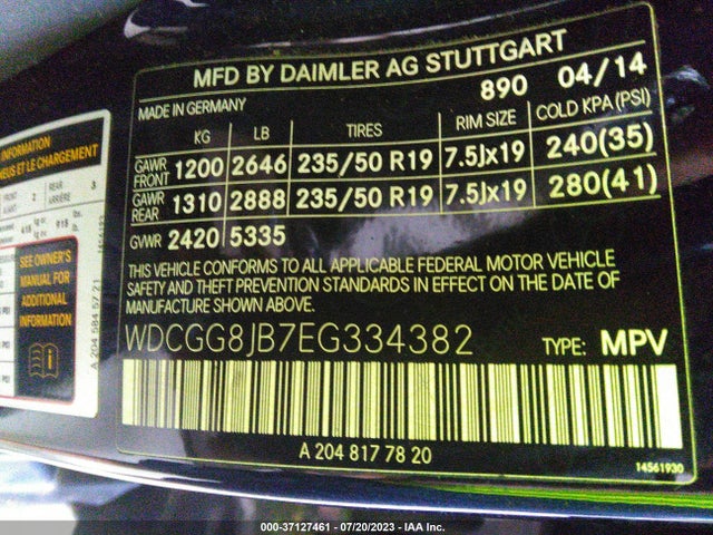 2014 MERCEDES-BENZ GLK-CLASS GLK 350 VIN: WDCGG8JB7EG334382