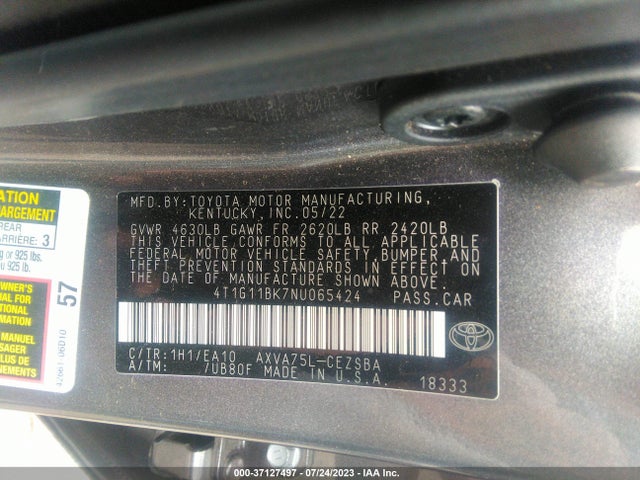 Toyota CAMRY SE 2022 4T1G11BK7NU065424 Image 15