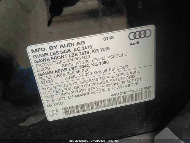 WA1CNAFYXJ2127047 Audi Q5 Prestige/tech Prestige