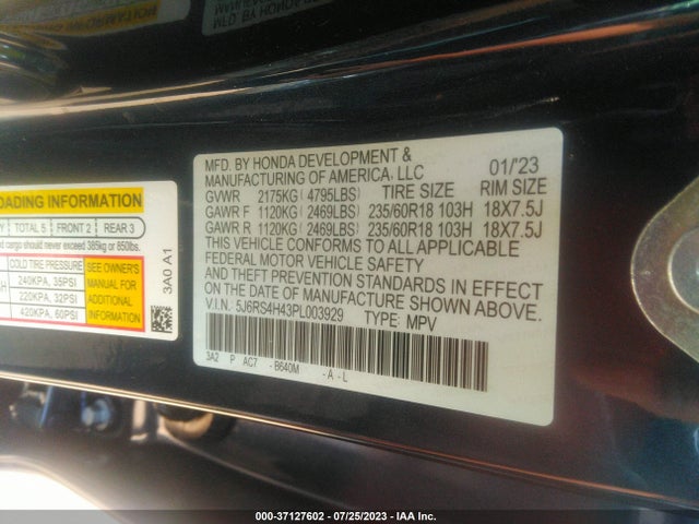 2023 HONDA CR-V EX VIN: 5J6RS4H43PL003929