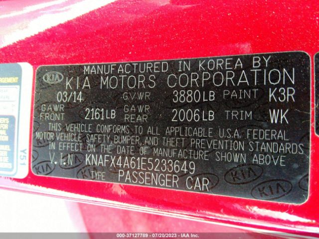 KNAFX4A61E5233649 KIA FORTE LX